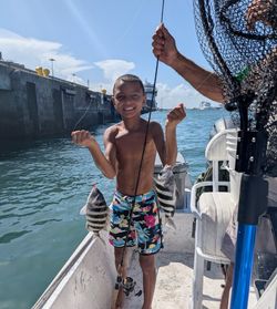 Fresh caught sheepshead fish displayed on fishing boat in Port Canaveral FL