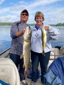 Two large northern pike fish caught in Nestor Falls