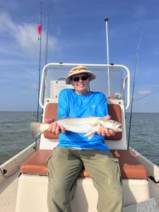 A person fishing in Matagorda