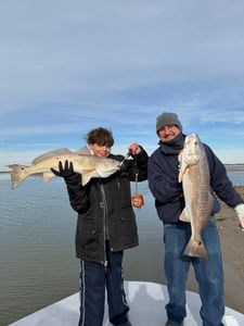 Two redfish caught during fishing trip in Matagorda TX waters