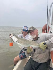A spotted weakfish caught during a fishing and hunting trip in Matagorda
