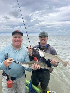 Two spotted weakfish caught while fishing in TX