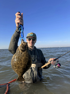 Photo of a 21-inch summer flounder fish caught during fishing near Matagorda