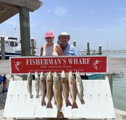 6 big redfish and spotted weakfish caught in Aransas Pass