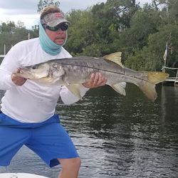 A snook, a 28-inch saltwater fish, caught while fishing