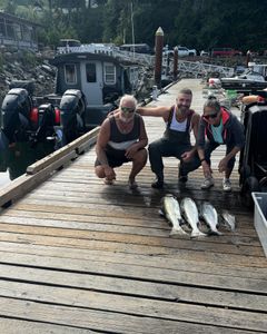 Three people fishing in Sooke
