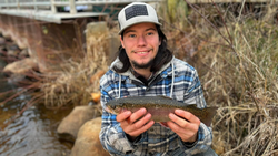 A single rainbow trout caught while fishing in MI