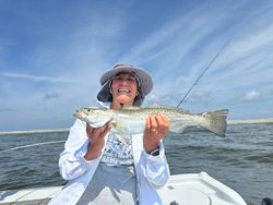 A spotted weakfish, a 28-inch catch, during a fishing tour in MS
