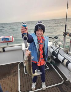 A single fisherman in Marblehead with a 17-inch catch