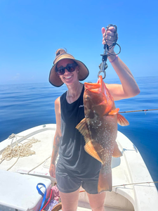 Photograph of a large red grouper caught while fishing in Carrabelle