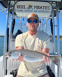 Photograph of a large spotted weakfish caught while fishing in Cape Carteret