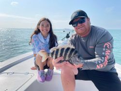 Sheepshead fish caught by 2 people fishing in FL