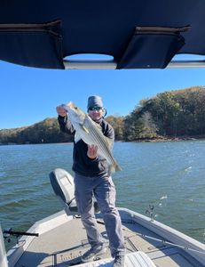 This young man reeled in a nice striper 