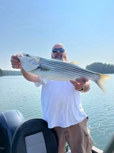 A big striped bass caught while fishing in Oakwood