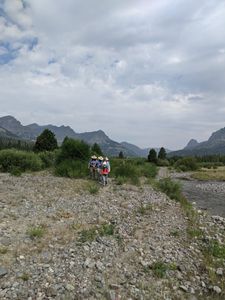 Scenic landscape in WY, with fishing equipment