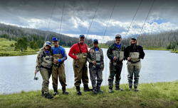 Group of 6 people fishing in Wyoming