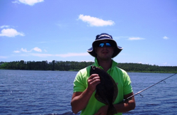 Successful 1 fisherman catching fish in NC