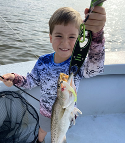 Spotted weakfish caught by an angler in Manns Harbor