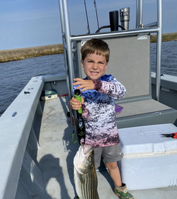 Striped bass caught by angler in Manns Harbor