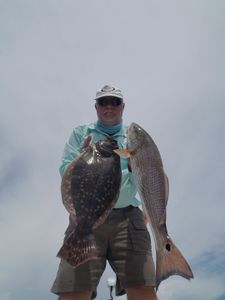 Redfish and Southern Flounder caught fishing at North Topsail Beach