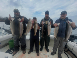 A group of 7 rainbow trout and grayling fish caught while fishing in Oswego