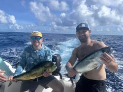 Two anglers enjoy a fishing tour in Islamorada