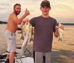 3 hybrid striped bass, white bass, and hybrid striped bass caught fishing in Wagoner