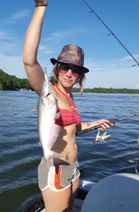 Angler with a Blue Catfish catch in Wagoner