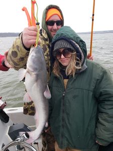 Impressive catch of a blue catfish measuring 28 inches in Wagoner
