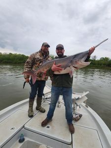 A great barracuda, a 49-inch fish, caught while fishing in Wagoner