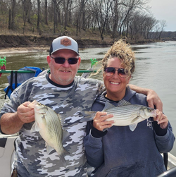 2 wiper (hybrid striped bass) fish caught in Wagoner