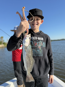 Nice speckled trout on light tackle! Clearing afternoon made for exciting fishing.