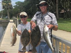 Four spotted weakfish and southern flounder fish caught in Steinhatchee, Florida