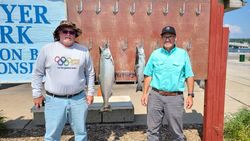 Two Chinook Salmon caught while fishing in Sturgeon Bay