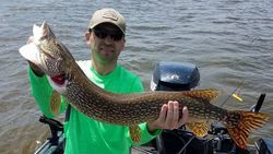 A Northern Pike fish caught in Sturgeon Bay
