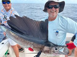 Capture of an Atlantic Sailfish caught during a fishing cruise in West Palm Beach