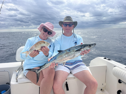 Nice king mackerel action using deep sea jigging and trolling techniques in these partly cloudy conditions!