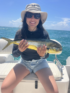 Hooked a feisty Mahi Mahi while deep sea fishing in Palm Beach Shores!