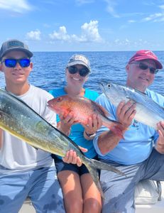 Three mutton snapper fish caught during a fishing cruises trip in FL