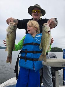 Two largemouth bass caught by two people in Chattanooga