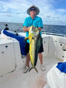 Large mahi mahi fish catch displayed on fishing boat deck in Port Isabel TX