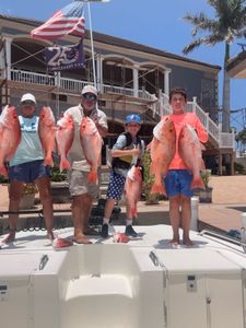 Red snapper fishing catch displayed on boat dock in Port Isabel TX