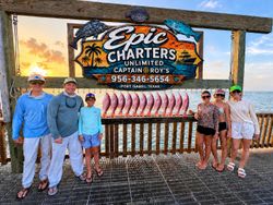 Red snapper fishing charter catch displayed on cleaning station in Port Isabel TX