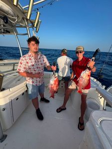 Red snapper fishing success on boat in Port Isabel TX waters