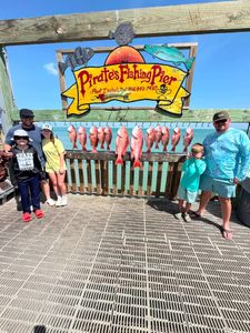 Red snapper catch displayed at Pirates Fishing Pier in Port Isabel TX