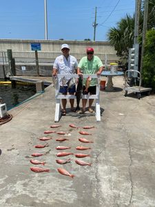 Two people enjoying a fishing trip in Panama City Beach