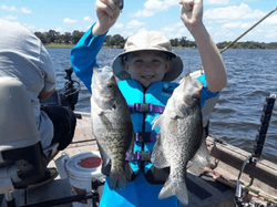 2 white crappie fish caught at Emory