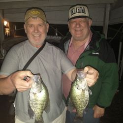 Two white crappie fish caught in Emory