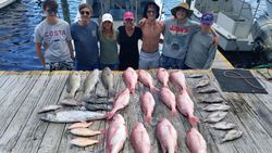 7 people fishing for 3 big fish in Carrabelle