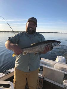 Photograph of a Lake Trout measuring 20 inches, caught while fishing in VT.
